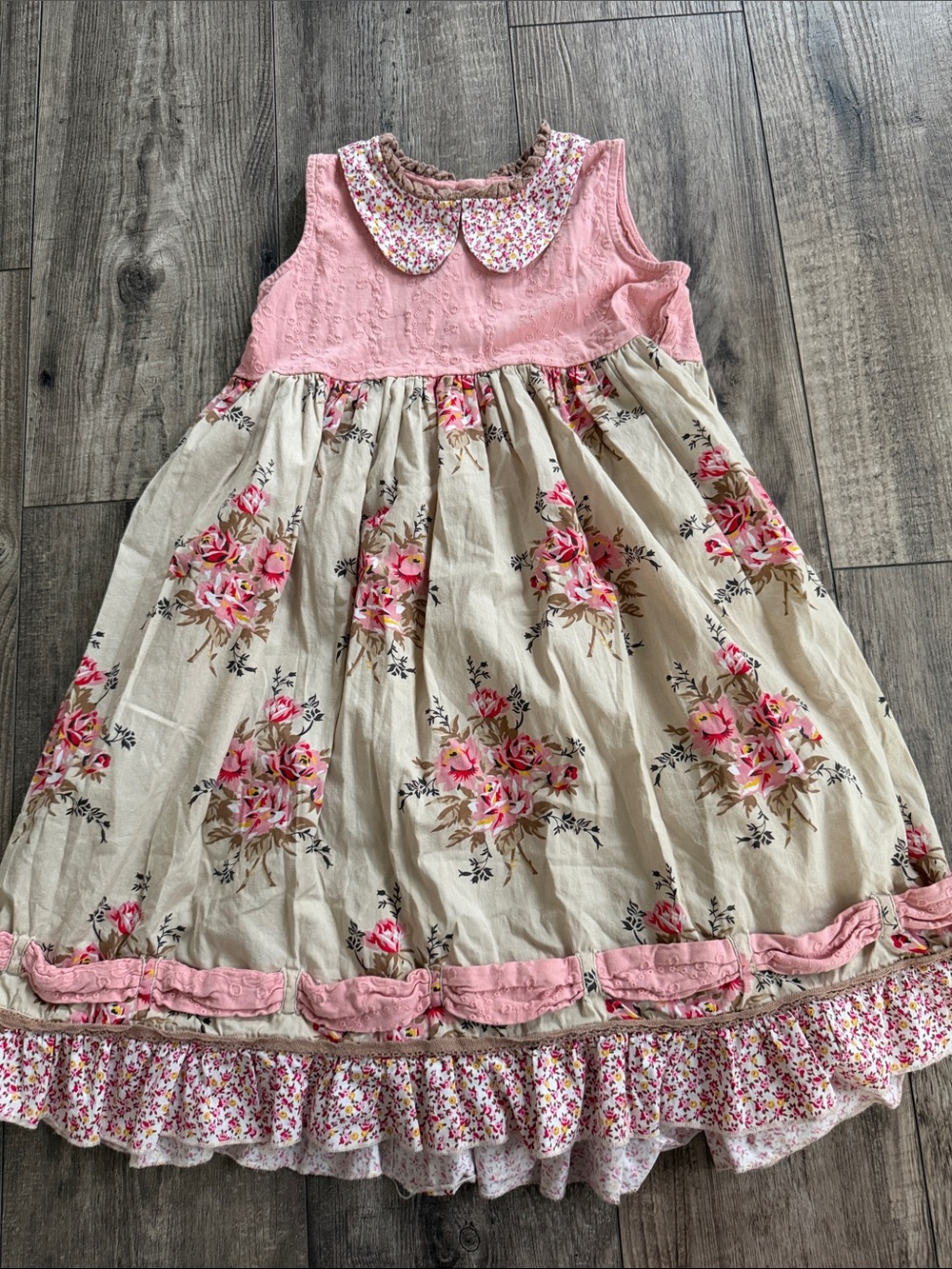 Mustard Pie Pink and Cream Floral Peter Pan Dress